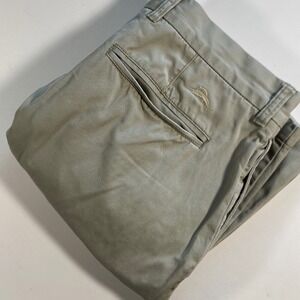 Tommy Bahama Relax Chinos Men 34 Khaki Tan Straight Leg Cotton Pants Marlin Logo